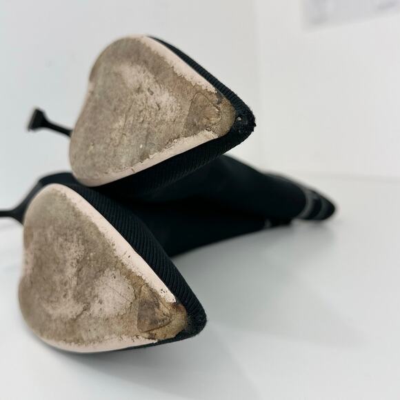 Miu Miu Kitten Heel Sock Boots Shoes Black Logo Pointed Toe EU 37.5 US 7.5 - Picture 10 of 14